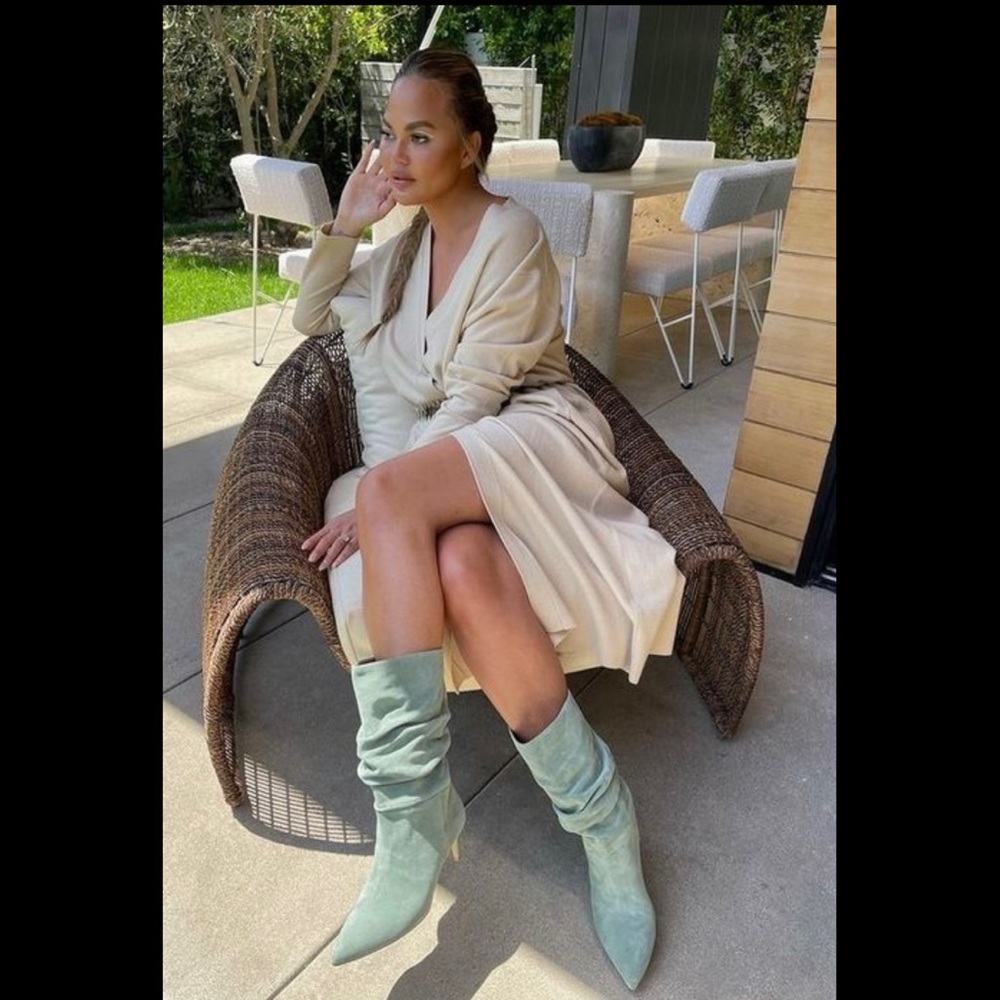 PARIS TEXAS Sea Green Slouchy Boots - NEW